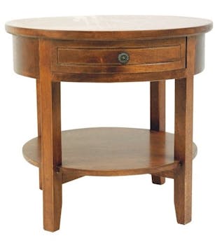 Guéridon rond 1 tiroir bois hévéa TRADITION