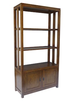 Bibliothèque ouverte Hévéa 2 portes, 3 étages, 100x40x190cm HELENA