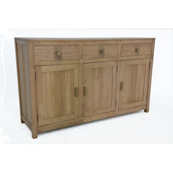 Buffet Enfilade Hévéa 3 portes, 3 tiroirs 146,5x45x90cm GALA