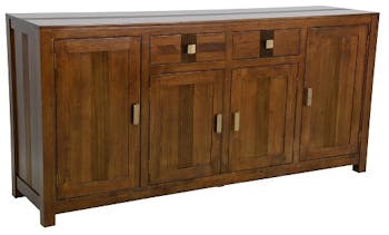 Buffet Enfilade Hévéa 4 portes, 2 tiroirs, 180x45x85cm GALA