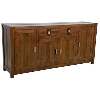Buffet Enfilade Hévéa 4 portes, 2 tiroirs, 180x45x85cm GALA