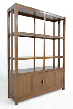 Bibliothèque ouverte Hévéa 2 portes, 3 étages 140x40x188,5cm GALA