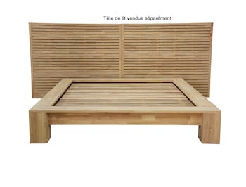 Lit 2 places Hévéa à lattes pour couchage 140x190 182x232x40cm NEW ORLEANS