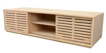 Meuble TV Hévéa 3 portes coulissantes Persiennes 180x60x45 NEW ORLEANS