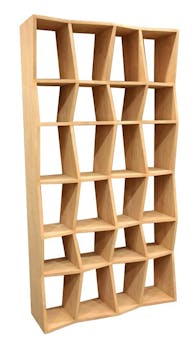 Bibliothèque ouverte Hévéa 24 niches effet ZigZag 100x30x190cm BALTIC