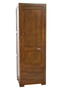 Armoire Penderie Hévéa 1 porte, 2 tiroirs 65x58x195cm NIAGARA