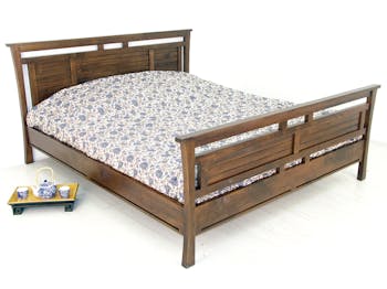 Lit Chinois 2 places Hévéa pour couchage 160x200 174x210x95cm MAORI