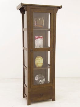 Vitrine Hévéa 1 porte vitrée, 1 tiroir 70x38x170cm MAORI
