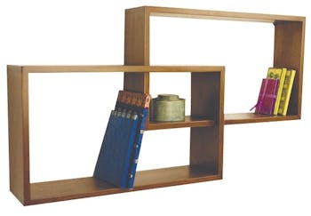 Etagère murale asymétrique hévéa 110x18x60cm MAORI