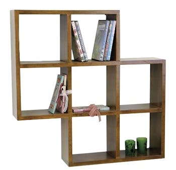 Etagère murale double hévéa 72x14x72cm MAORI