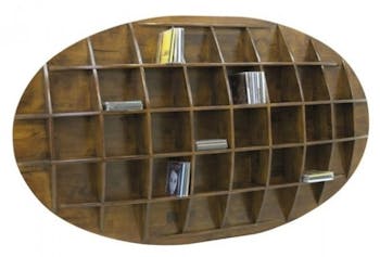 Etagère murale ovale range CD hévéa 150x18x90cm  MAORI