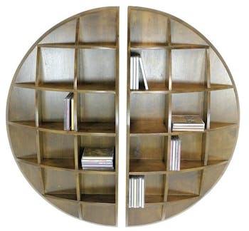 Lot de 2 étagères murales demi cercle hévéa 48,6x20x97,2cm MAORI