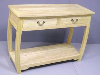 Console galbée 2 tiroirs hévéa 107x43x78cm TRADITION