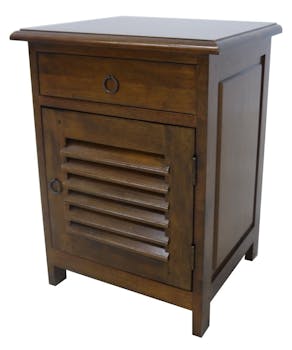 Table de chevet 1 tiroir 1porte persienne hévéa 45x40x60cm TRADITION
