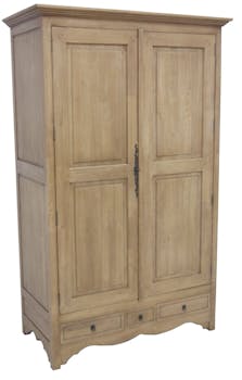 Armoire 2 portes avec penderie hévéa 120X60x195cm TRADITION