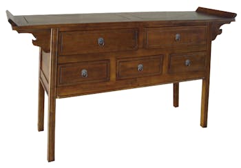 Console chinoise 5 tiroirs hévéa 170x50x89cm MAORI