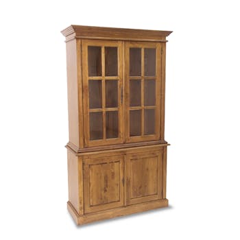 Vaisselier vitré 4 portes hévéa 115x46x206cm TRADITION