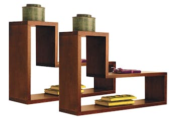 Etagères murales destructurées (lot de 2) hévéa 64x16x40cm MAORI