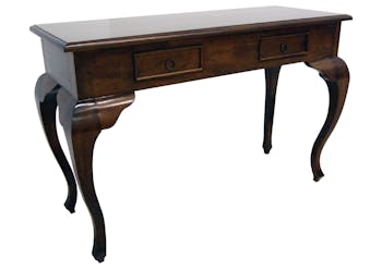 Console Hévéa 2 tiroirs, pieds galbés 120x48x76cm MAORI