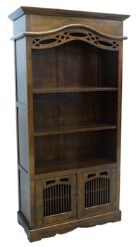 Bibliothèque ouverte Hévéa 2 portes, 3 niches étagères 96.6x44.8x195cm MAORI