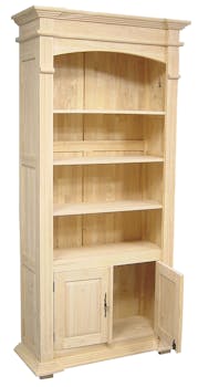 Bibliothèque ouverte Hévéa 2 portes, 4 niches étagères 95x35x213cm TRADITION