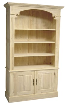 Bibliothèque ouverte Hévéa 2 portes, 4 niches étagères 128x45x213cm TRADITION