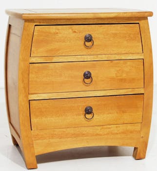 Table de chevet galbée Hévéa 3 tiroirs 55x42x60cm MAORI TRADITION