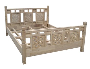 Lit 2 places Hévéa pour couchage 160x200cm motifs tressés 213x173x95cm MAORI TRADITION