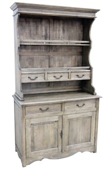 Vaisselier ouvert Hévéa 2 portes, 5 tiroirs, 3 étagères 115x50x200cm TRADITION