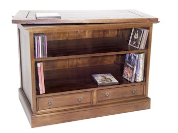 Meuble TV Hévéa plateau tournant, 2 tiroirs, 2 niches 83x50x62cm TRADITION