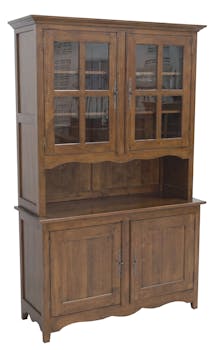 Vaisselier Hévéa 4 portes dont 2 vitrées, 1 grande niche centrale 125x47x200cm TRADITION