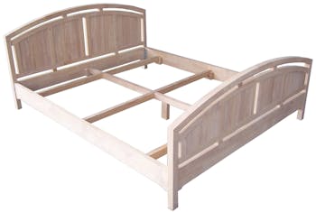 Lit 2 places Hévéa pour couchage 160x200, tête et pied de lit arrondis 170x210x89cm MAORI TRADITION