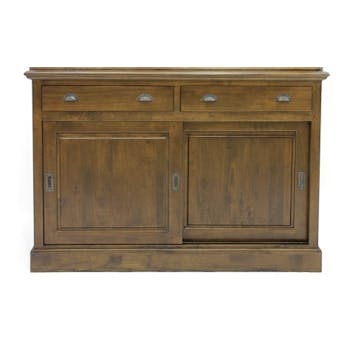 Buffet bas Hévéa 2 portes coulissantes, 2 tiroirs 137x52x95cm TRADITION