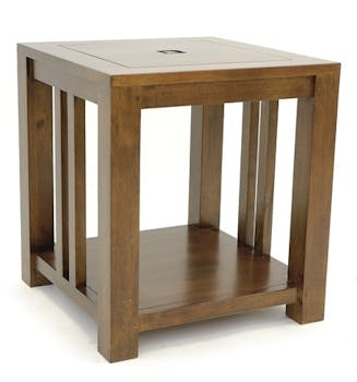 Bout de canapé / Chevet Hévéa double plateaux 50x50x55cm TESSA