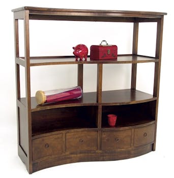 Bibliothèque Vague Hévéa 4 tiroirs, 2 niches, 2 étagères 120x50x124cm TRADITION