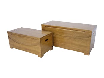 Lot de 2 bancs coffre Hévéa 100x45x45cm NIAGARA