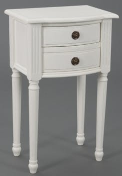 Table de chevet Classique Chic 2 tiroirs AGATHE L 40 X P 30 X H 65 Blanc Antique AMADEUS