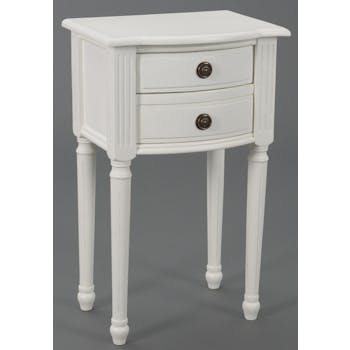 Table de chevet Classique Chic 2 tiroirs AGATHE L 40 X P 30 X H 65 Blanc Antique AMADEUS