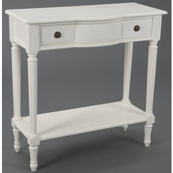 Console Classique Chic 1 tiroir AGATHE L 80 X P 35 X H 80 Blanc Antique AMADEUS