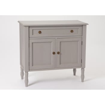 Buffet chic en bois patiné gris 2 portes 1 tiroir BRICE L85 X P35 X H80cm AMADEUS