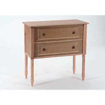 Commode chic en bois patiné prêt à peindre 2 tiroirs BRICE L80 X P40 X H80cm AMADEUS