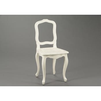 Chaise cannée romantique en bois patiné crème MERVEILLE H93cm AMADEUS
