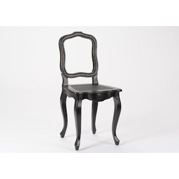 Chaise cannée romantique en bois patiné noir MERVEILLE H93cm AMADEUS