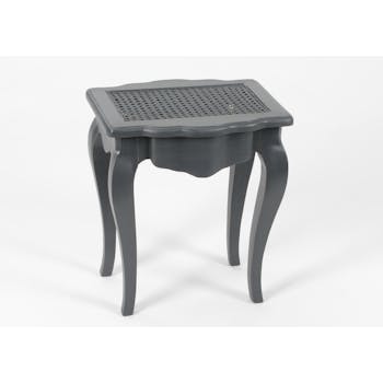 Tabouret Dagobert Canné Baroque CELESTINE ARDOISE 40x35x45cm AMADEUS