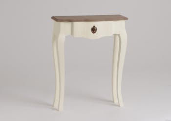 Console Baroque 1 tiroir CELESTINE BLANC plateau bois marron 60x20x75cm AMADEUS