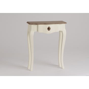 Console Baroque 1 tiroir CELESTINE BLANC plateau bois marron 60x20x75cm AMADEUS