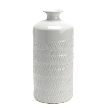 Vase Milos en céramique grise avec motif zig-zag en relief H34cm
