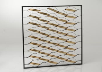 Décoration murale Spirales dorées dans cadre noir métal 90x90cm