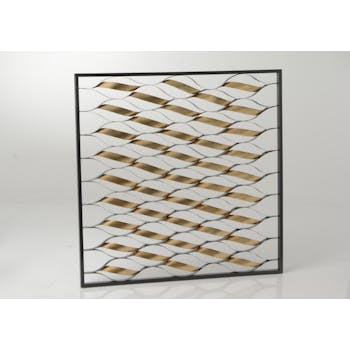 Décoration murale Spirales dorées dans cadre noir métal 90x90cm