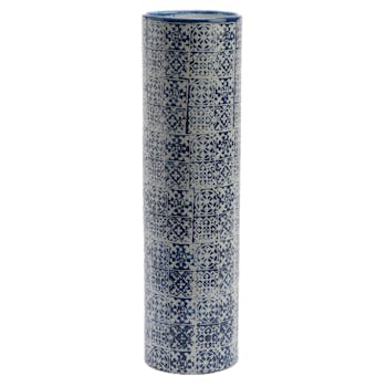 Vase Tube en céramique motif Carreaux de Ciment H45cm